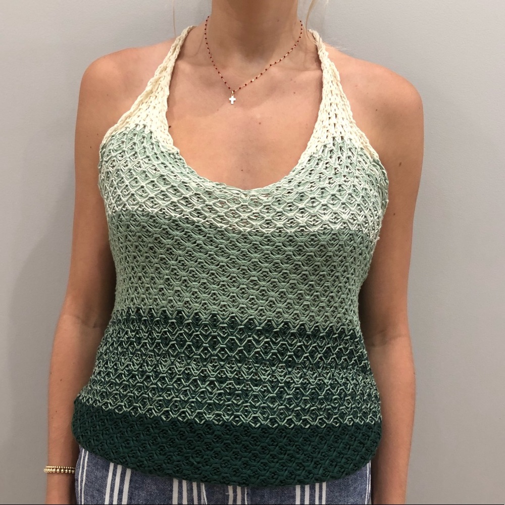 NWT Green crocheted halter tank top *multiple